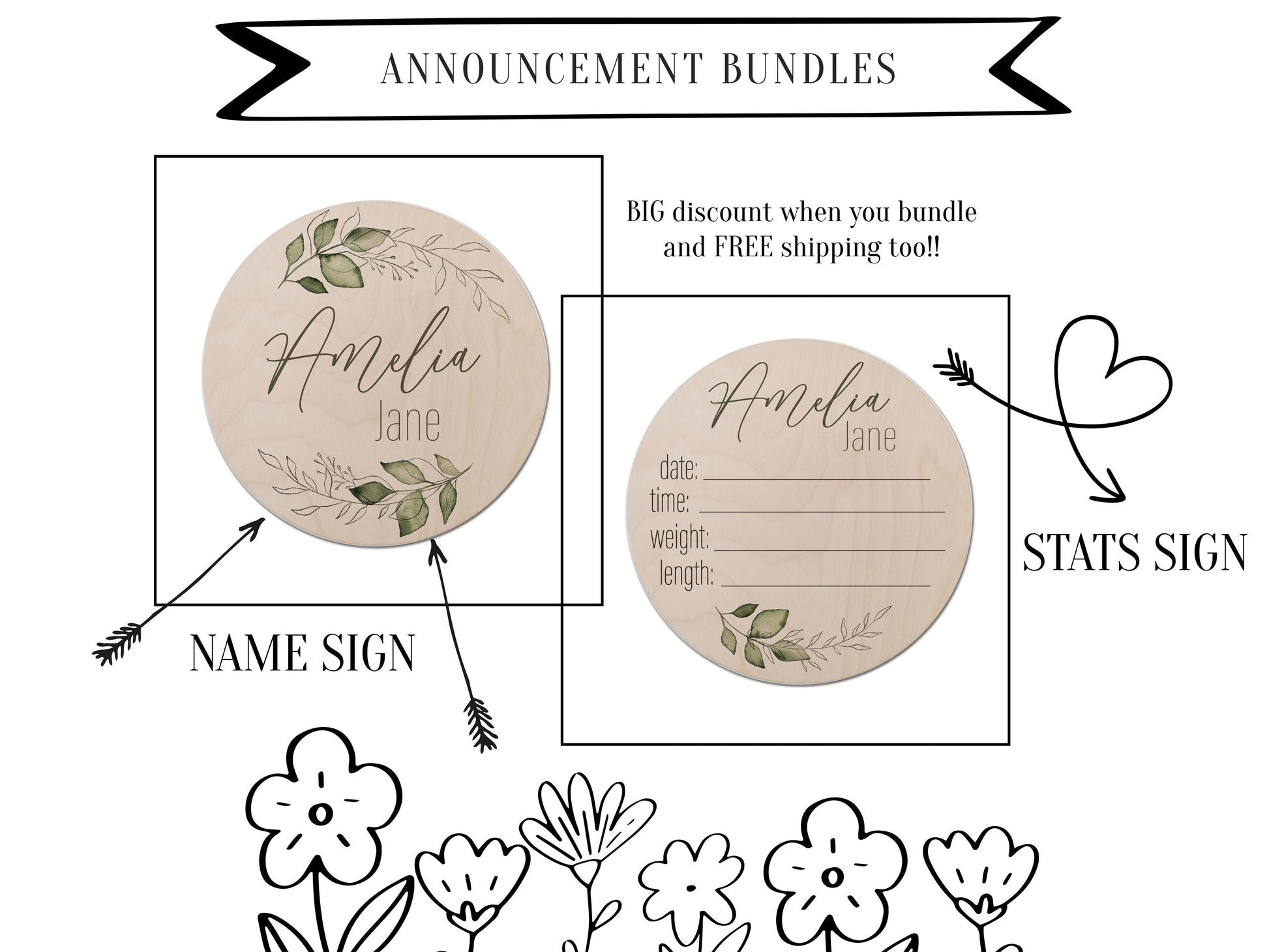 Amelia - Birth Stats Sign AM001